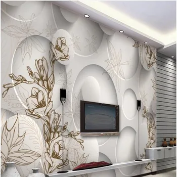 масштабные фрески wellyu на заказ, ретро-линейный рисунок, Магнолия, Кленовый лист, гостиная, 3D телевизор, диван, фоновые обои для стен