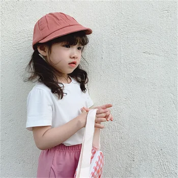 Детская хлопковая летняя футболка с короткими рукавами для милой девочки 2023 года с круглым вырезом.