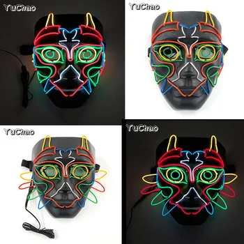 Светящаяся светодиодная маска Совы для вечеринки в честь Хэллоуина, световой реквизит, макияж, вечеринка, светящаяся маска, ночной бар, диджей, мигающие маски животных