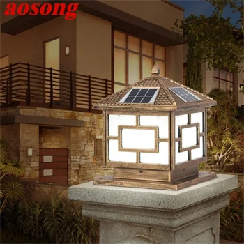 Солнечный Наружный светильник AOSONG, светодиодный светильник, водонепроницаемое Современное освещение для внутреннего дворика, веранды, балкона, виллы во внутреннем дворе