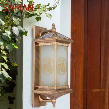 Солнечные настенные светильники SAMAN Современный китайский уличный бронзовый светильник-бра LED Водонепроницаемый IP65 для дома, виллы, крыльца, двора