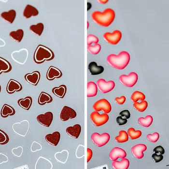 5D Сердце любви Мягкие рельефы с тиснением Самоклеящиеся наклейки для дизайна ногтей Романтические 3D наклейки для ногтей Оптовая продажа Прямая поставка