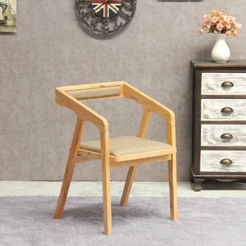 Современная небольшая квартира Вилла Обеденные стулья Офисное кресло для отдыха из массива дерева в скандинавском стиле Простая мебель для примерочной Кресло с подлокотником G
