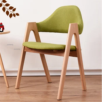 Обеденные стулья со спинкой из массива дерева, Спинка домашнего офисного кресла, Простая современная деревянная мебель для столовой, стулья для столовой для отдыха