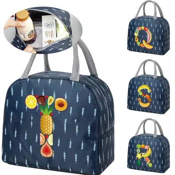 Сумка для ланча с пищевой изоляцией, рабочая сумка-холодильник для женщин, детская портативная термосумка для ланча, пакет со льдом, сумка для пикника с фруктовым буквенным принтом, сумки для пикника